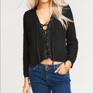 Show Me Your MuMu Lacey Lace-up Sweater